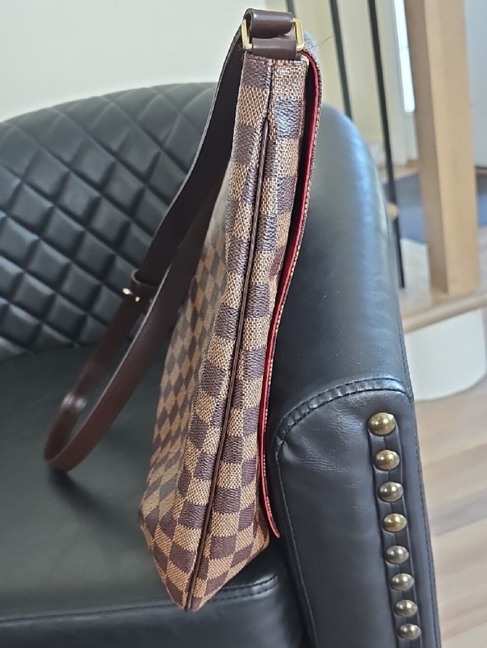 Louis Vuitton Brown Checkered Messenger Bag - Picture 5 of 6